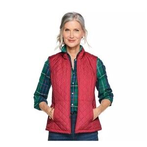 Women's size Small Puffer Vest Red NWT Fleece Lined Croft & Barrow